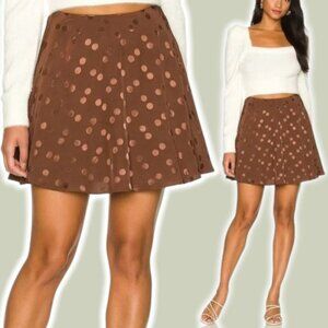 NWT LPA Emily Satin Polka Dot A-Line Skirt Sz Small Nutella